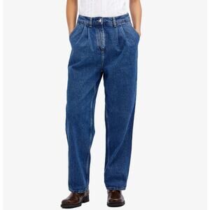 Saks Potts Shake Jeans Womens S Indigo Blue Pleated Baggy Loose Organic Slouchy